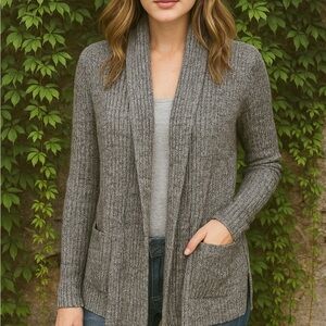 PINS AND NEEDLES Gray Marled Open Cardigan, M